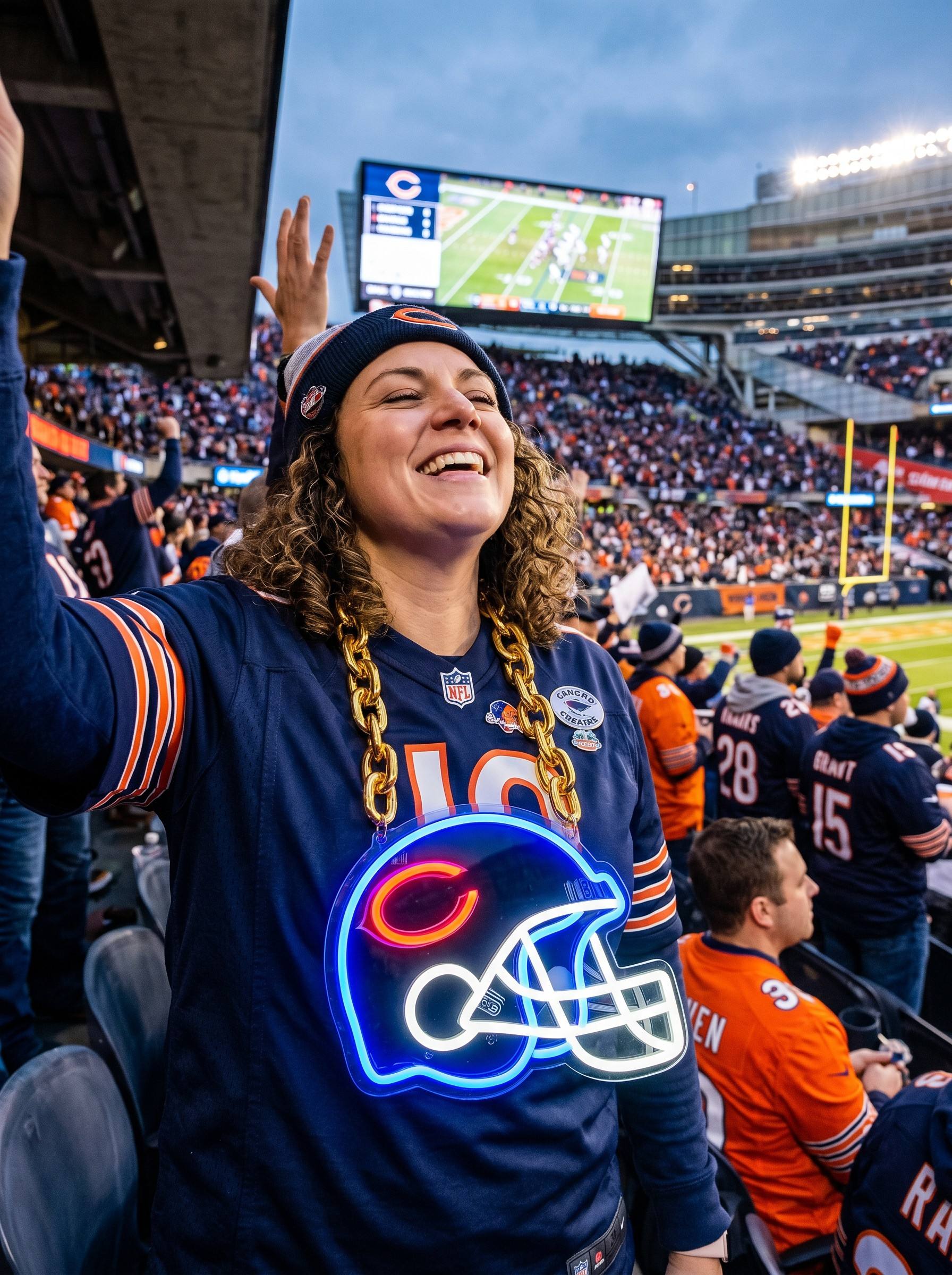 Chicago Bears Gold Chain LED Neon Sign Wholesale Bulk Price Sports Bar Wall Decor Business Fan Shop Supply LEO NEON SIGN
