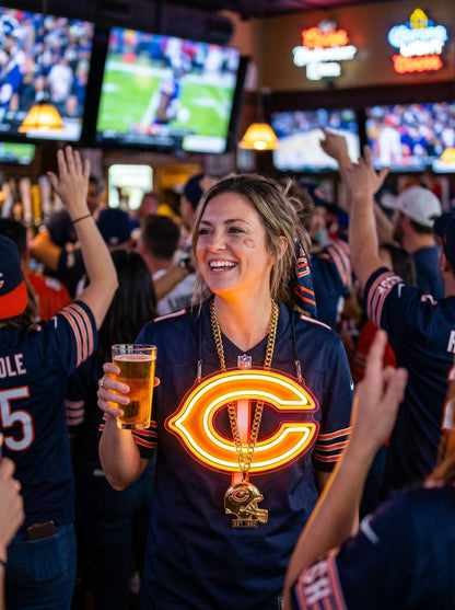 Chicago Bears Gold Chain LED Neon Sign Wholesale Bulk Price Sports Bar Wall Decor Business Fan Shop Supply LEO NEON SIGN