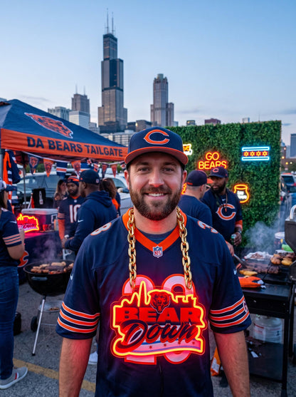 Chicago Bears Gold Chain LED Neon Sign Wholesale Bulk Price Sports Bar Wall Decor Business Fan Shop Supply LEO NEON SIGN
