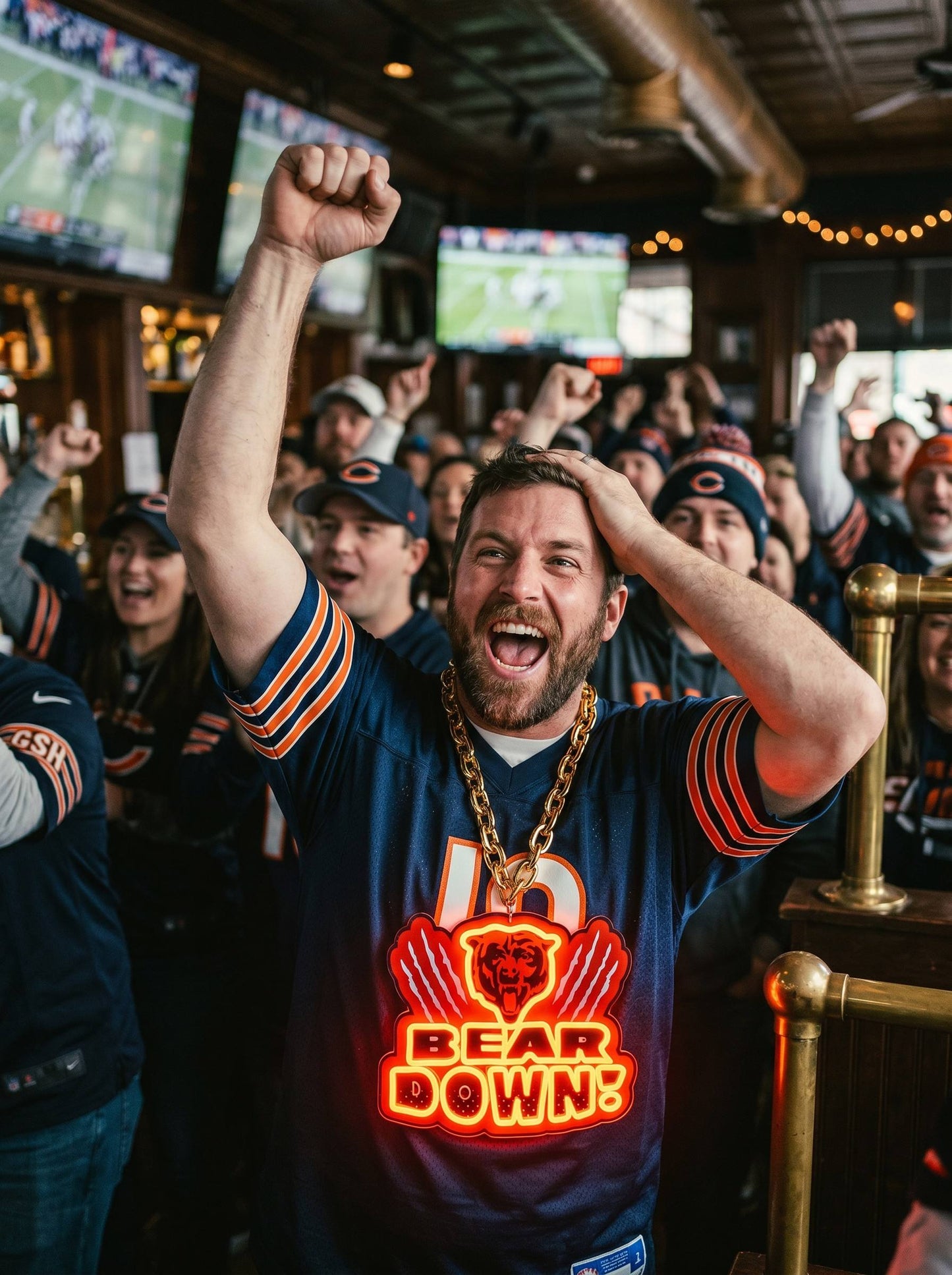 Chicago Bears Gold Chain LED Neon Sign Wholesale Bulk Price Sports Bar Wall Decor Business Fan Shop Supply LEO NEON SIGN