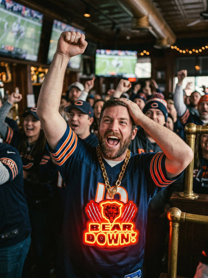 Chicago Bears Gold Chain LED Neon Sign Wholesale Bulk Price Sports Bar Wall Decor Business Fan Shop Supply LEO NEON SIGN