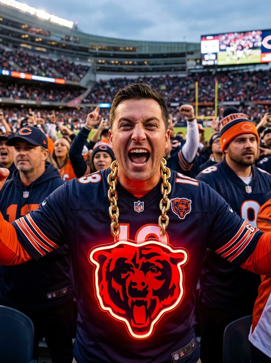 Chicago Bears NFL Neon Sign 3D UV Printed Sports Chain LED Wall Decor for Game Room Bar Fan Cave Sports Fan Gift LEO NEON SIGN