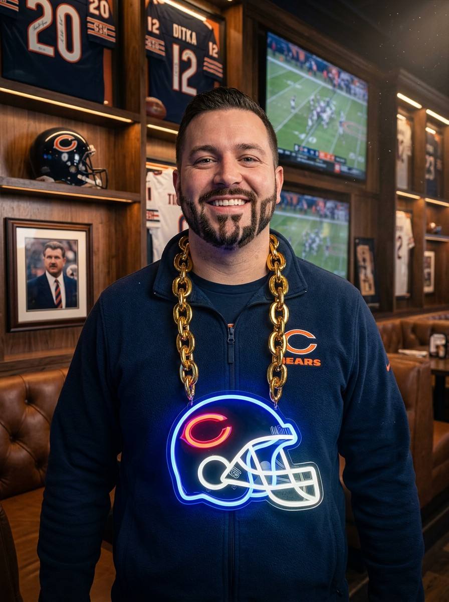 Chicago Bears NFL Neon Sign 3D UV Printed Sports Chain LED Wall Decor for Game Room Bar Fan Cave Sports Fan Gift LEO NEON SIGN