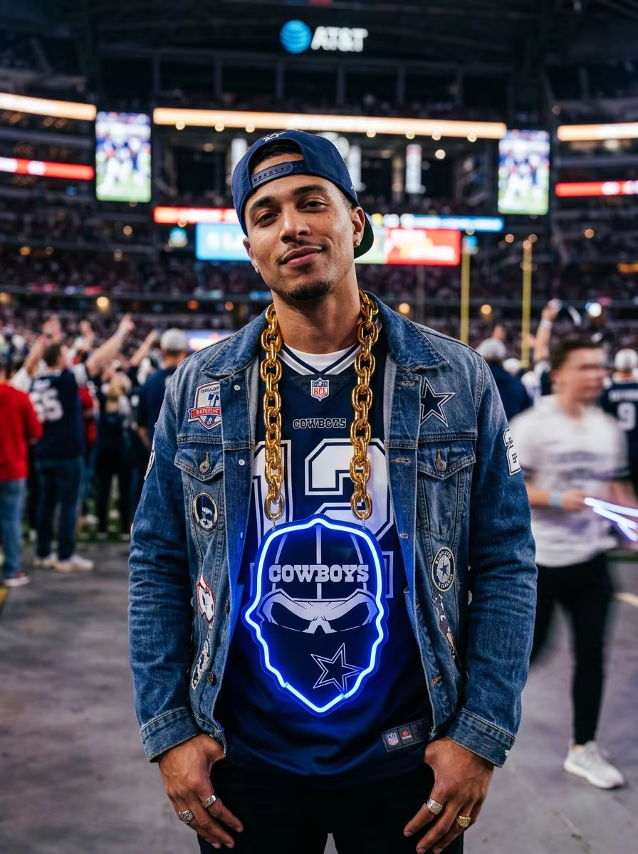Dallas Cowboys NFL Neon Sign 3D UV Printed Sports Chain LED Wall Art for Home Bar Man Cave Sports Fan Gift LEO NEON SIGN