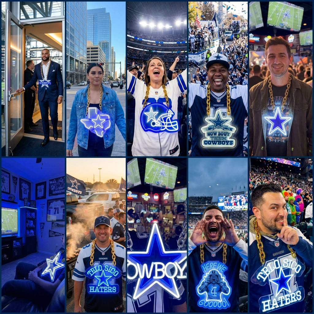 Dallas Cowboys Gold Chain LED Neon Sign Wholesale Bulk Price Sports Bar Wall Decor Business Fan Shop Supply LEO NEON SIGN