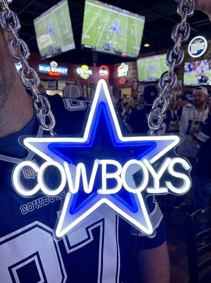 Dallas Cowboys Gold Chain LED Neon Sign Wholesale Bulk Price Sports Bar Wall Decor Business Fan Shop Supply LEO NEON SIGN