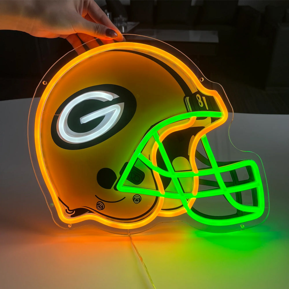 American football Super heroes symbols Led helmet UV printed neon sign with chains including shipping LEO NEON SIGN