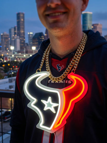 Houston Texas Gold Chain LED Neon Sign Wholesale Bulk Price Sports Bar Wall Decor Business Fan Shop Supply LEO NEON SIGN