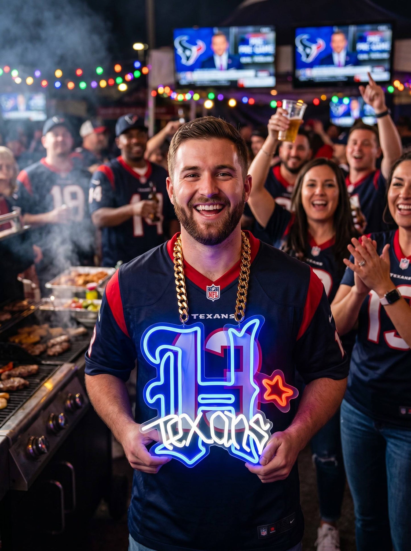 Houston Texas Gold Chain LED Neon Sign Wholesale Bulk Price Sports Bar Wall Decor Business Fan Shop Supply LEO NEON SIGN