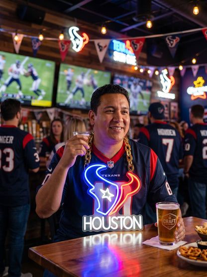 Houston Texas Gold Chain LED Neon Sign Wholesale Bulk Price Sports Bar Wall Decor Business Fan Shop Supply LEO NEON SIGN