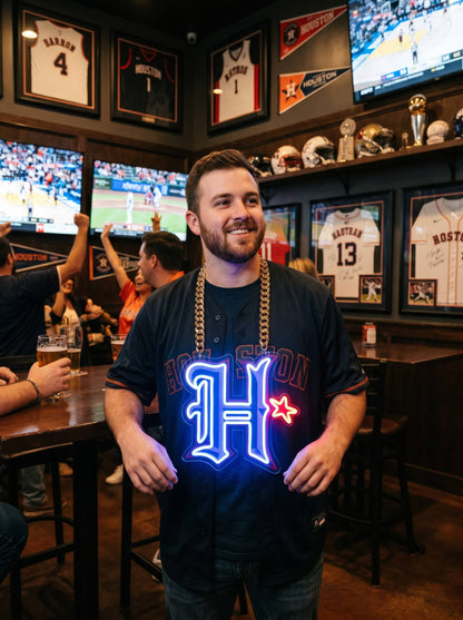 Houston Texas Gold Chain LED Neon Sign Wholesale Bulk Price Sports Bar Wall Decor Business Fan Shop Supply LEO NEON SIGN