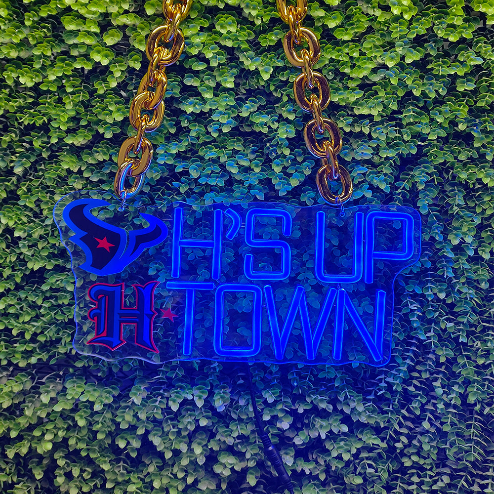 American football We are Texans Neon Light Up Big Logo Chain for your team spirit LEO NEON SIGN