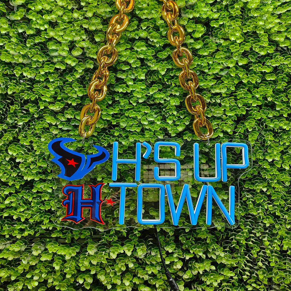 American football We are Texans Neon Light Up Big Logo Chain for your team spirit LEO NEON SIGN