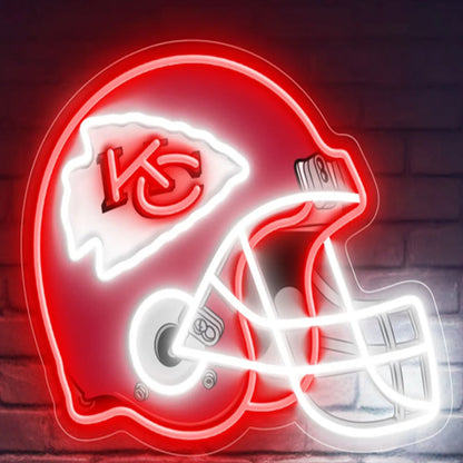 American football Super heroes symbols Led helmet UV printed neon sign with chains including shipping LEO NEON SIGN