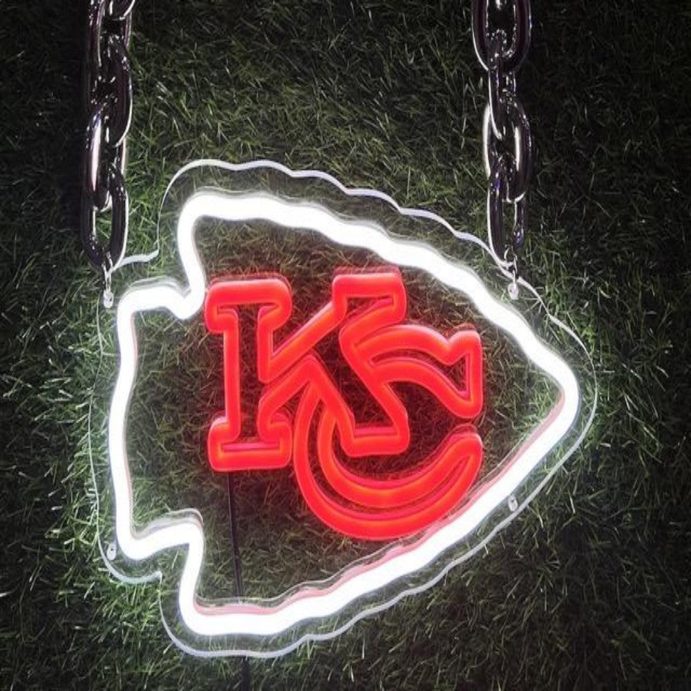 American football Kansas City Chiefs Neon Light Up Big Logo Chain LEO NEON SIGN
