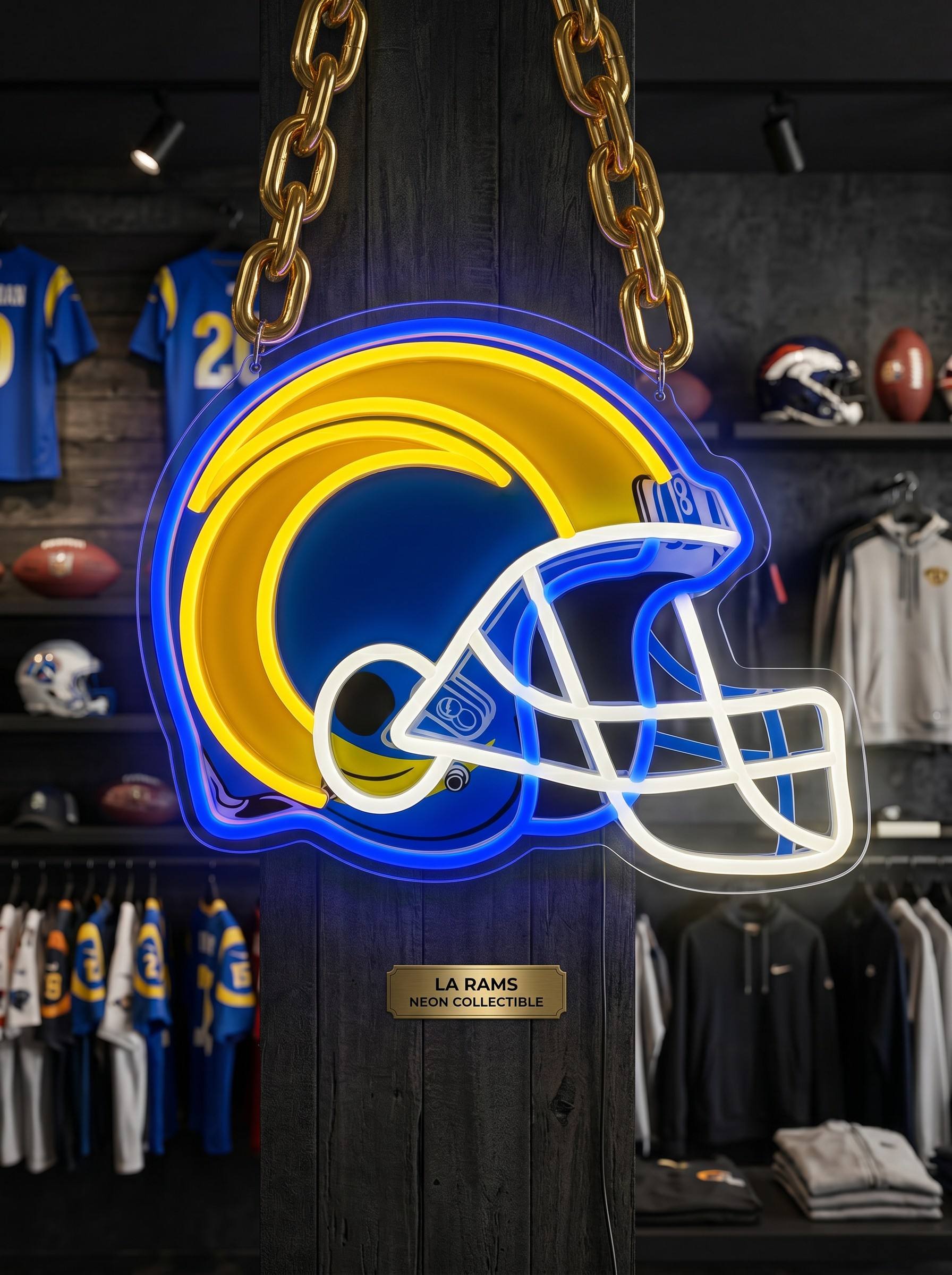Los Angeles Rams Gold Chain LED Neon Sign Wholesale Bulk Price Sports Bar Wall Decor Business Fan Shop Supply LEO NEON SIGN