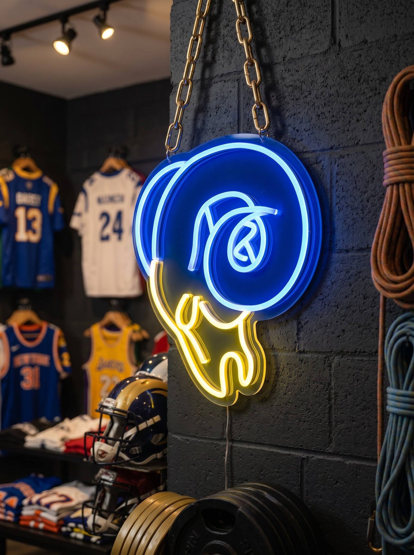 Los Angeles Rams Gold Chain LED Neon Sign Wholesale Bulk Price Sports Bar Wall Decor Business Fan Shop Supply LEO NEON SIGN