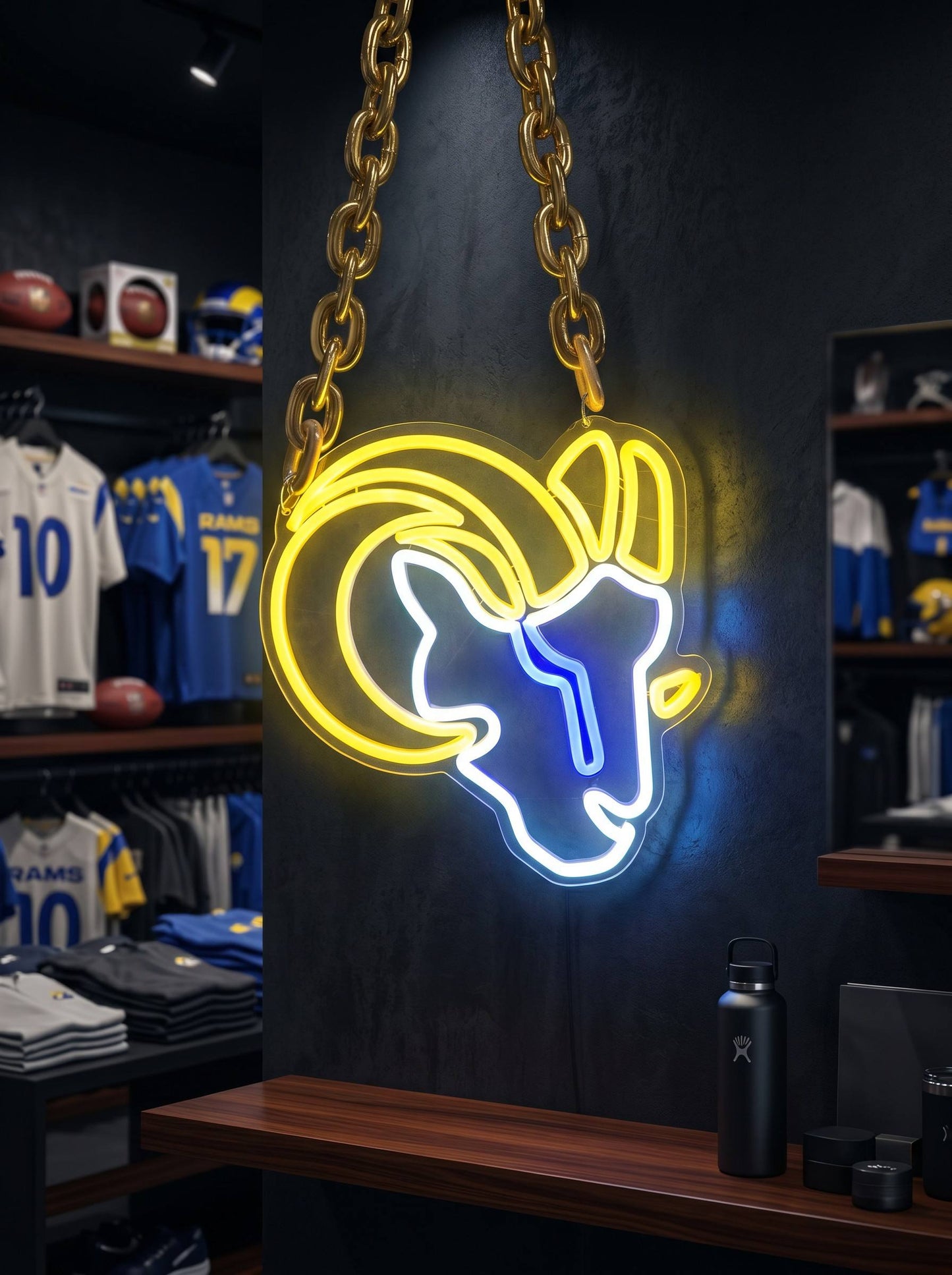 Los Angeles Rams Gold Chain LED Neon Sign Wholesale Bulk Price Sports Bar Wall Decor Business Fan Shop Supply LEO NEON SIGN