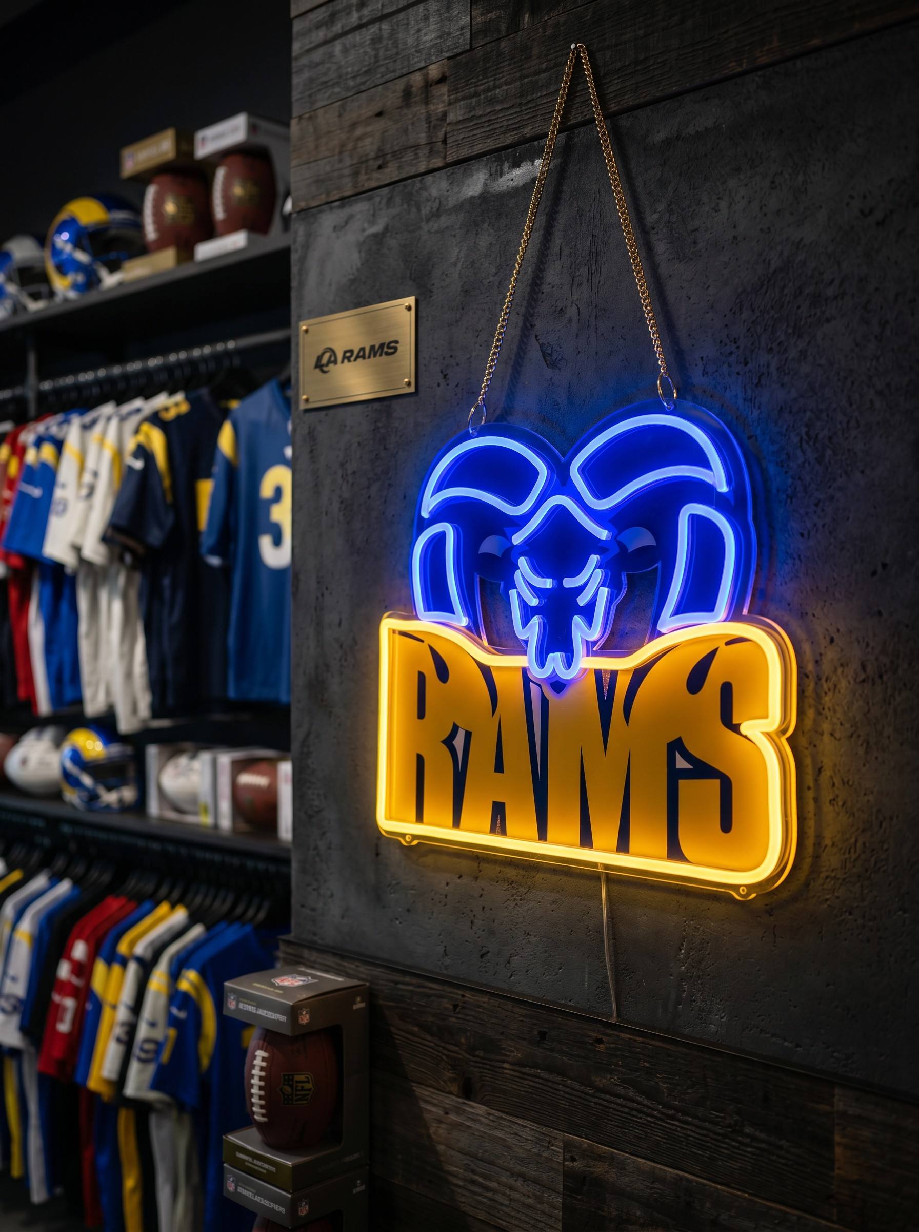 Los Angeles Rams Gold Chain LED Neon Sign Wholesale Bulk Price Sports Bar Wall Decor Business Fan Shop Supply LEO NEON SIGN