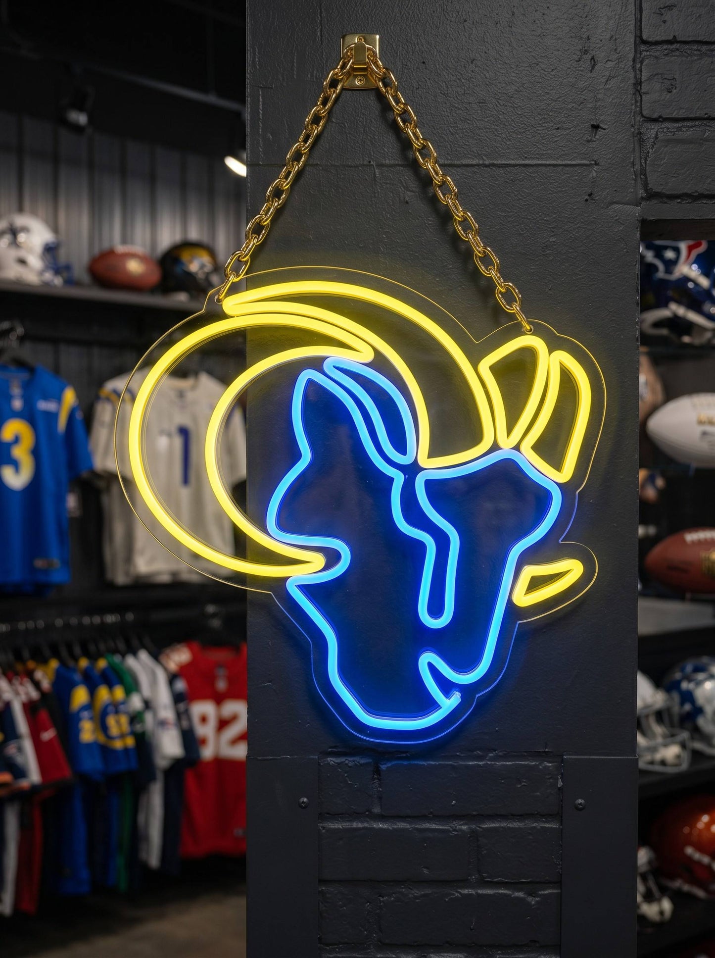 Los Angeles Rams Gold Chain LED Neon Sign Wholesale Bulk Price Sports Bar Wall Decor Business Fan Shop Supply LEO NEON SIGN