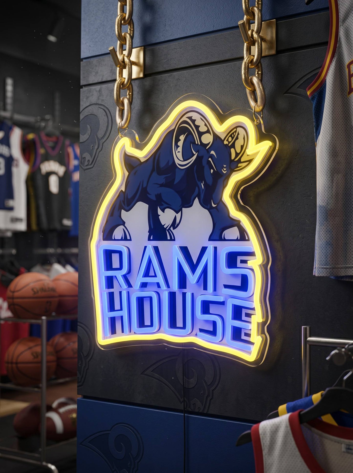 Los Angeles Rams Gold Chain LED Neon Sign Wholesale Bulk Price Sports Bar Wall Decor Business Fan Shop Supply LEO NEON SIGN