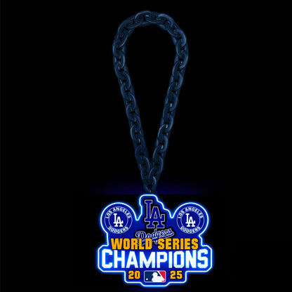 Los Angeles Dodgers 2025 Back To Back World Series Champions Neon Light Up Big Logo Chain LEO NEON SIGN