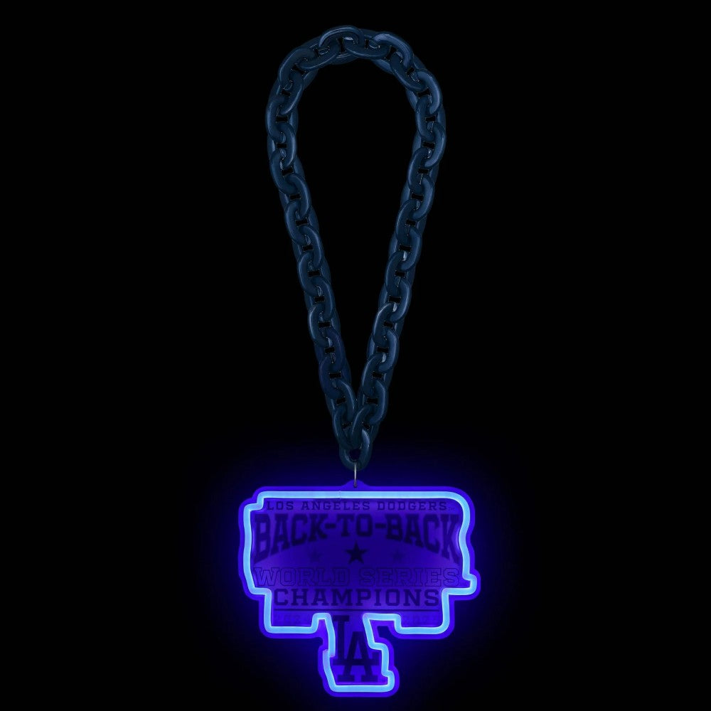 Los Angeles Dodgers 2025 Back To Back World Series Champions Neon Light Up Big Logo Chain LEO NEON SIGN