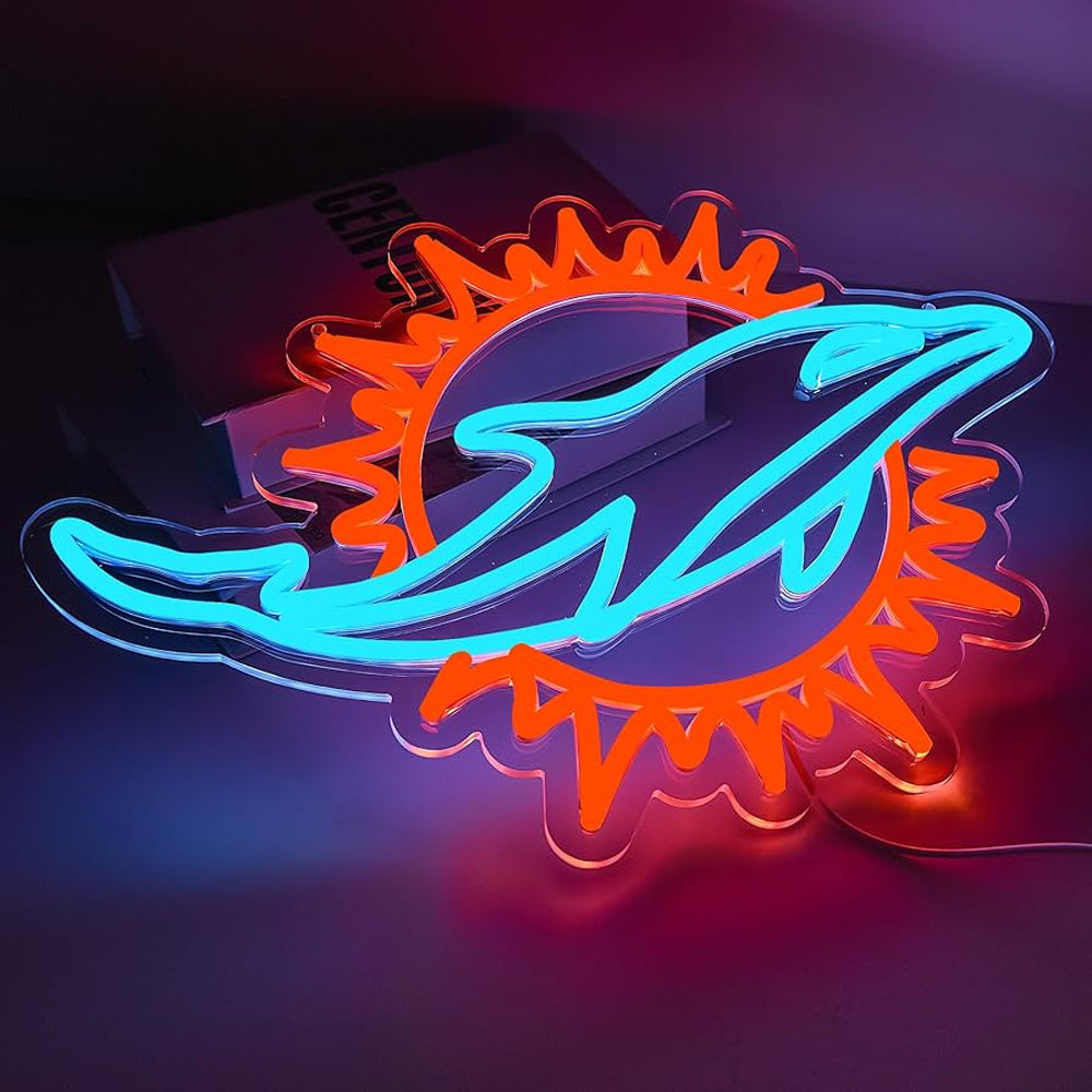 Miami Dolphins Super American Football fans Neon sign for Sporting get-together