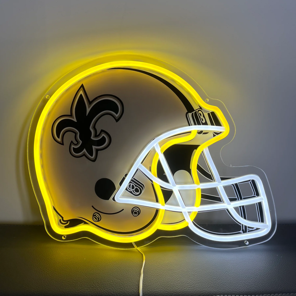 American football Super heroes symbols Led helmet UV printed neon sign with chains including shipping LEO NEON SIGN