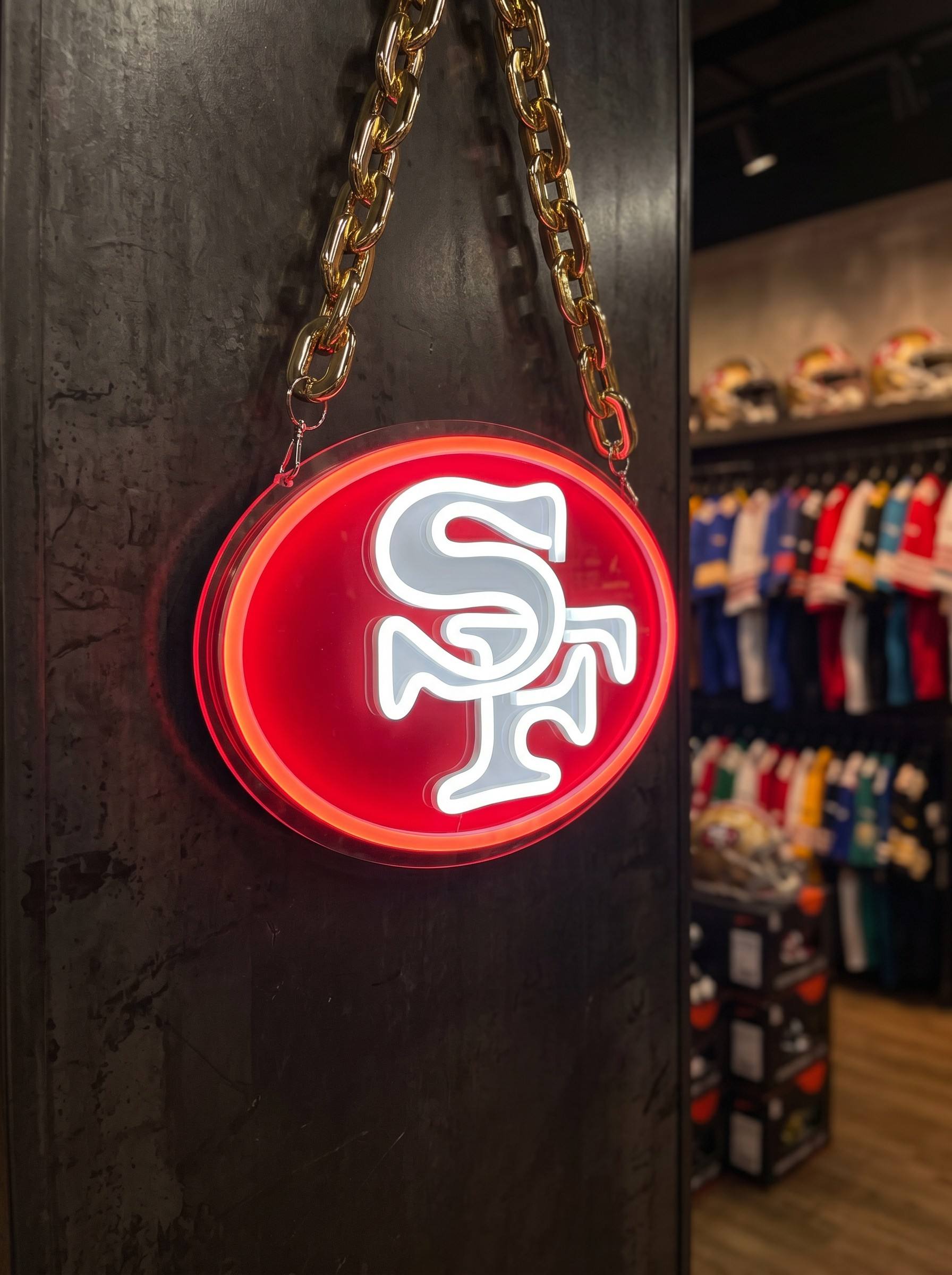 San Francisco 49ers Gold Chain LED Neon Sign Wholesale Bulk Price Sports Bar Wall Decor Business Fan Shop Supply LEO NEON SIGN