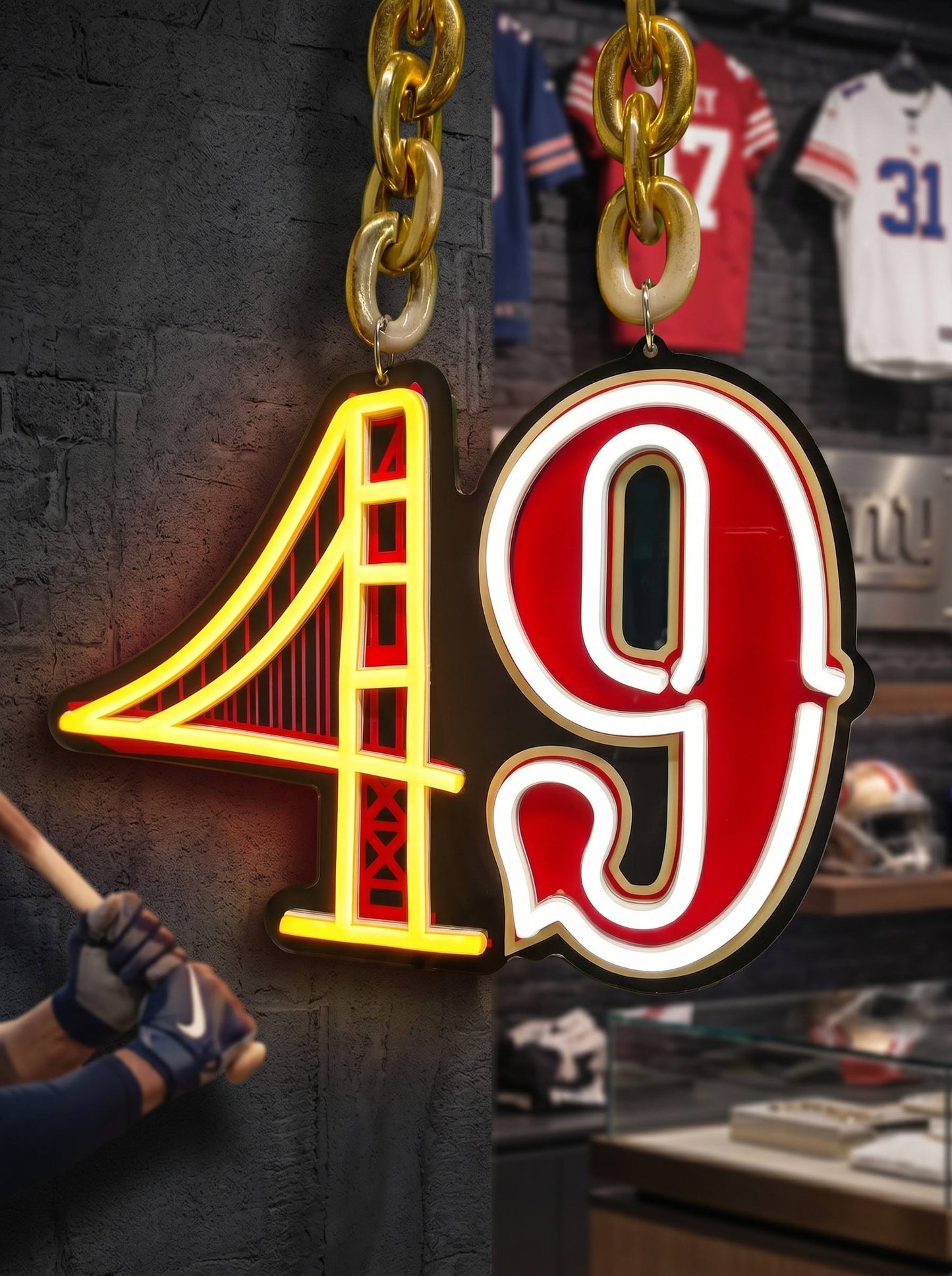San Francisco 49ers Gold Chain LED Neon Sign Wholesale Bulk Price Sports Bar Wall Decor Business Fan Shop Supply LEO NEON SIGN
