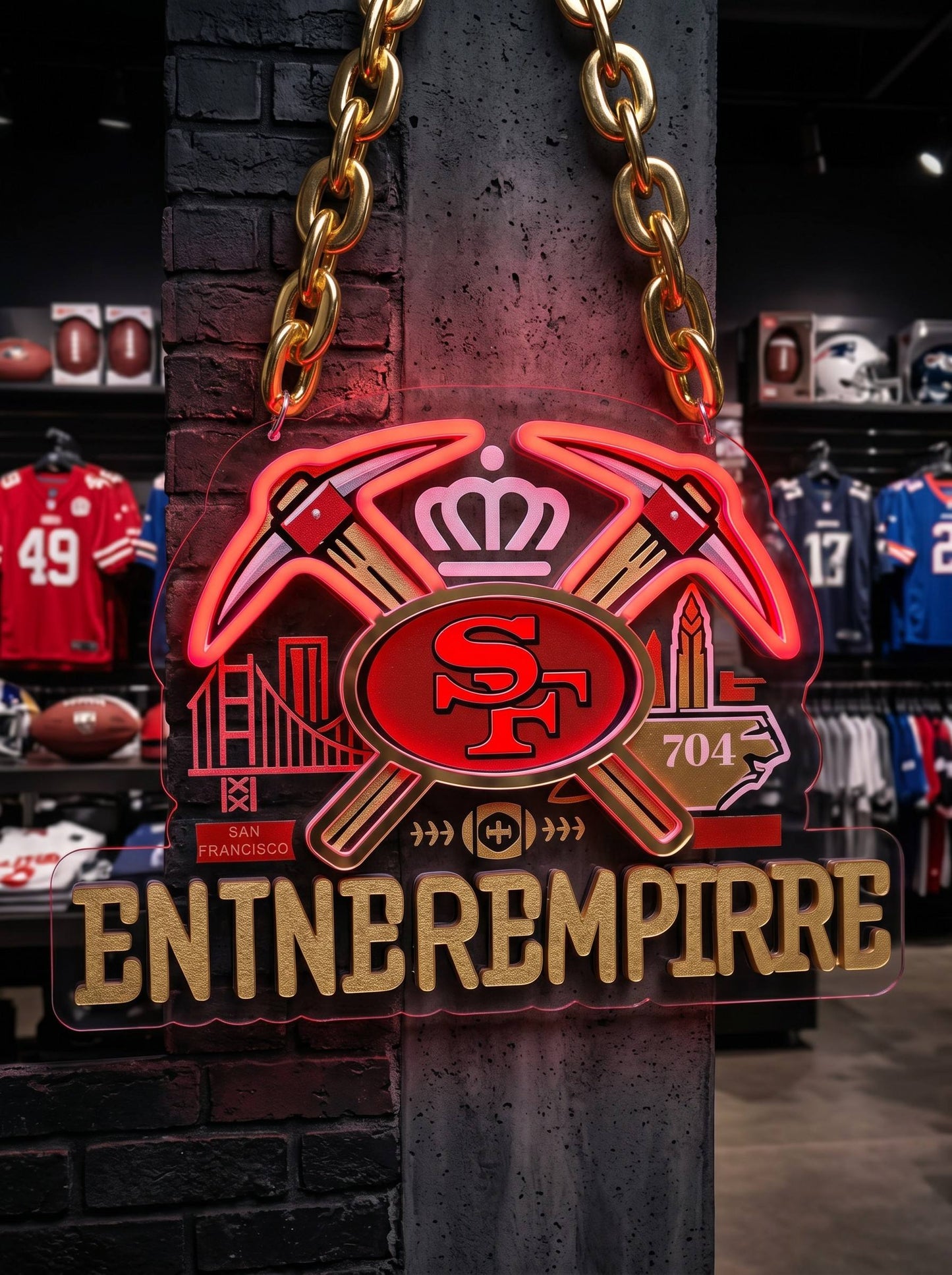 San Francisco 49ers Gold Chain LED Neon Sign Wholesale Bulk Price Sports Bar Wall Decor Business Fan Shop Supply LEO NEON SIGN