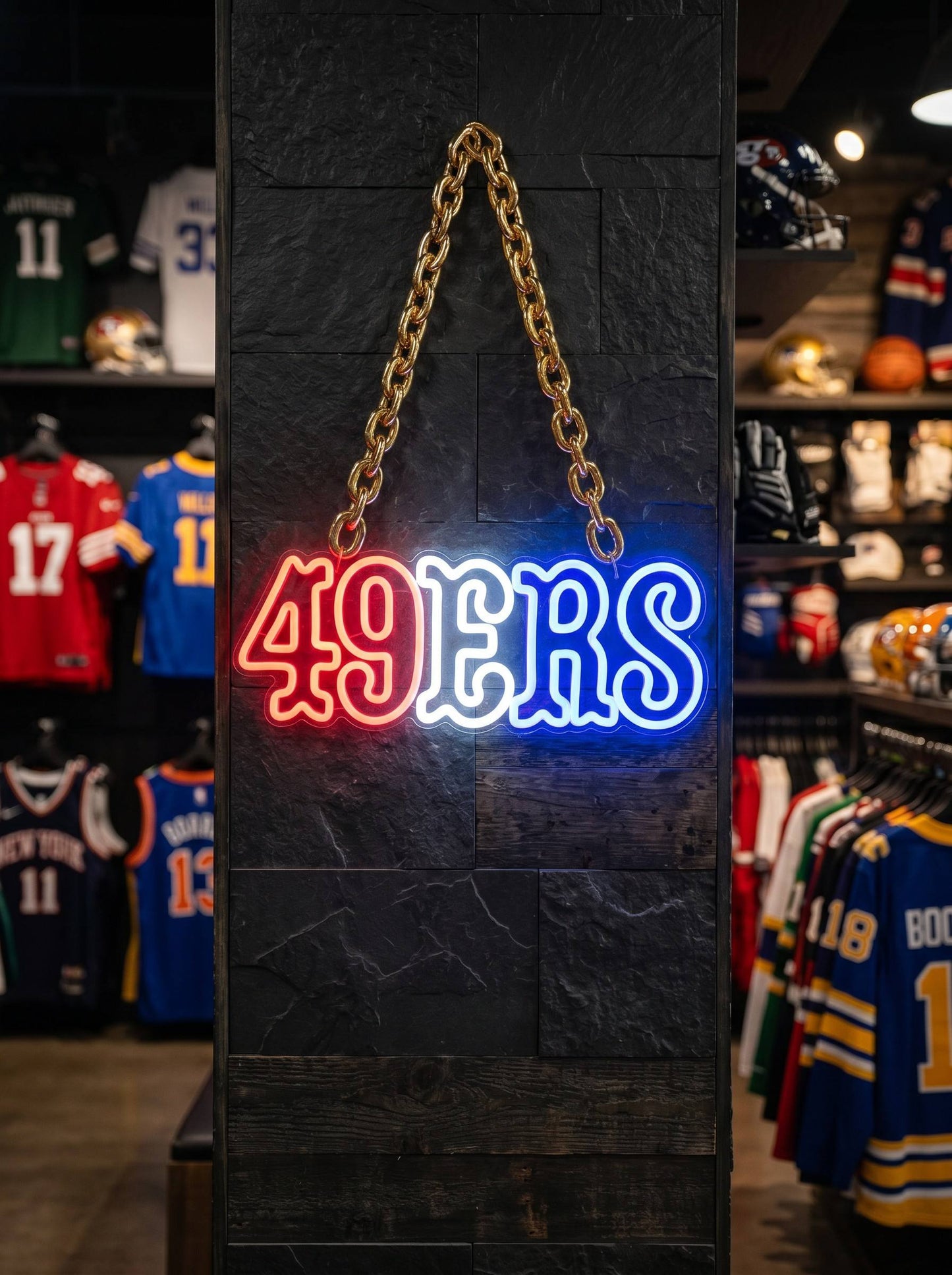San Francisco 49ers Gold Chain LED Neon Sign Wholesale Bulk Price Sports Bar Wall Decor Business Fan Shop Supply LEO NEON SIGN