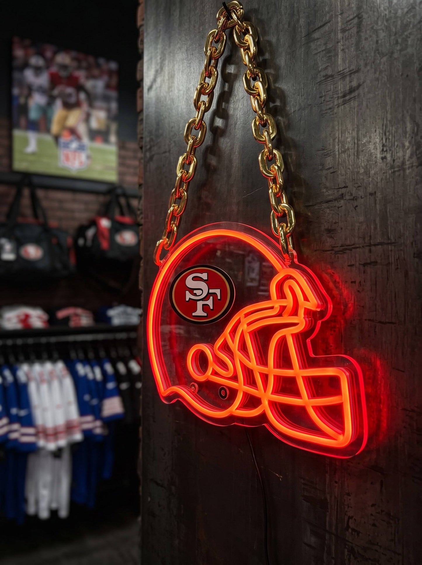 San Francisco 49ers Gold Chain LED Neon Sign Wholesale Bulk Price Sports Bar Wall Decor Business Fan Shop Supply LEO NEON SIGN