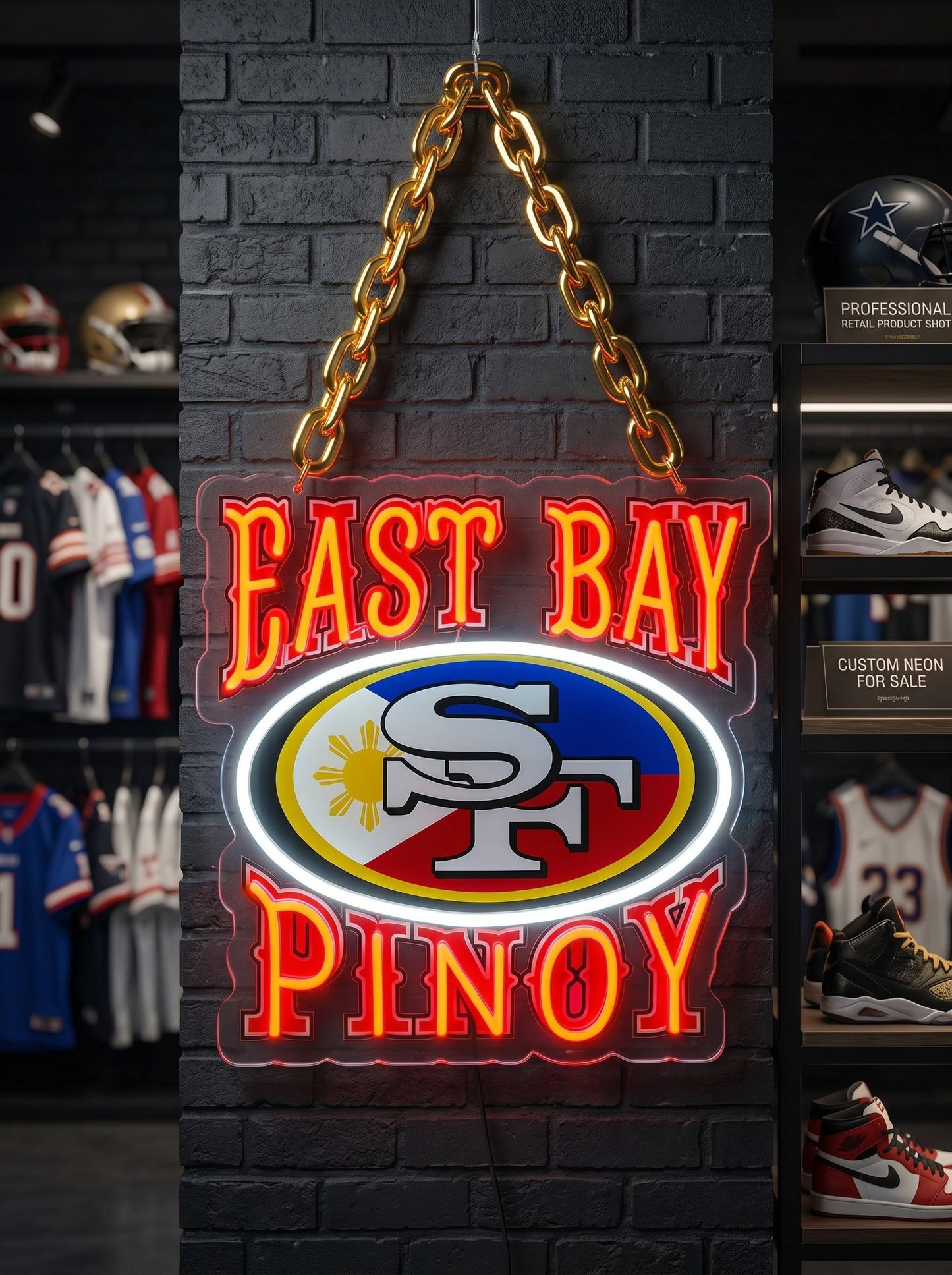 San Francisco 49ers Gold Chain LED Neon Sign Wholesale Bulk Price Sports Bar Wall Decor Business Fan Shop Supply LEO NEON SIGN