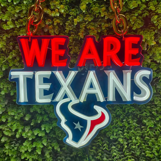 American football We are Texans Neon Light Up Big Logo Chain for your team spirit