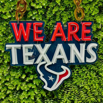American football We are Texans Neon Light Up Big Logo Chain for your team spirit