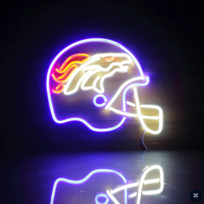 American football helmet neon sign Super fans symbol Led logo light with chain necklace LEO NEON SIGN