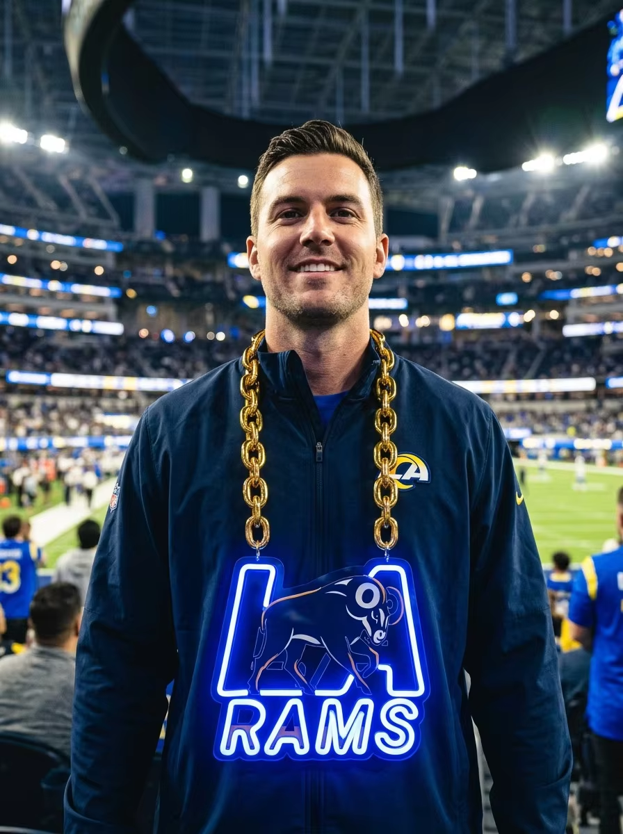Los Angeles Rams NFL Neon Sign 3D UV Printed Sports Chain LED Wall Decor for Game Day Fan Cave Sports Bar Decor LEO NEON SIGN