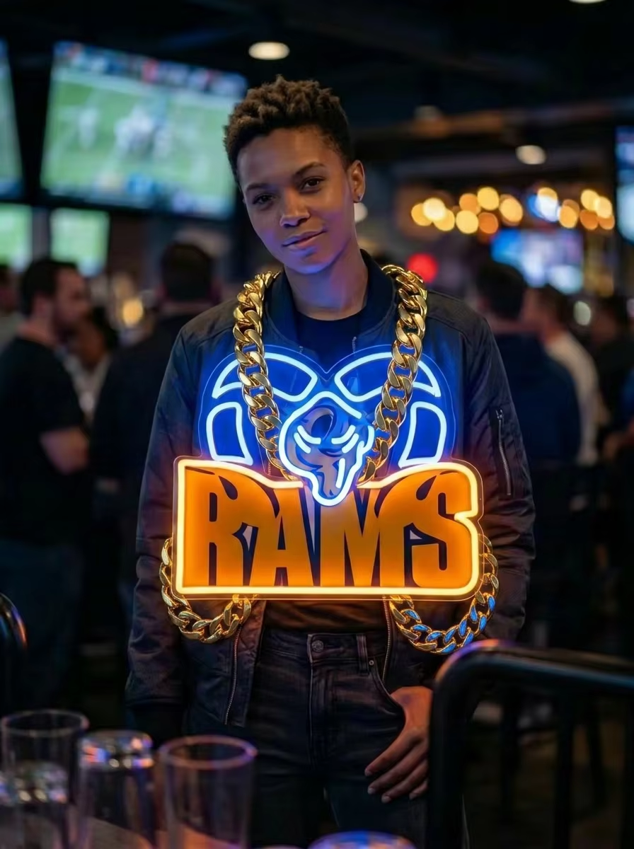 Los Angeles Rams NFL Neon Sign 3D UV Printed Sports Chain LED Wall Decor for Game Day Fan Cave Sports Bar Decor LEO NEON SIGN