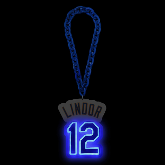 American baseball UV printed Francisco Lindor New York Mets Neon Light Up Big Logo Player Chain