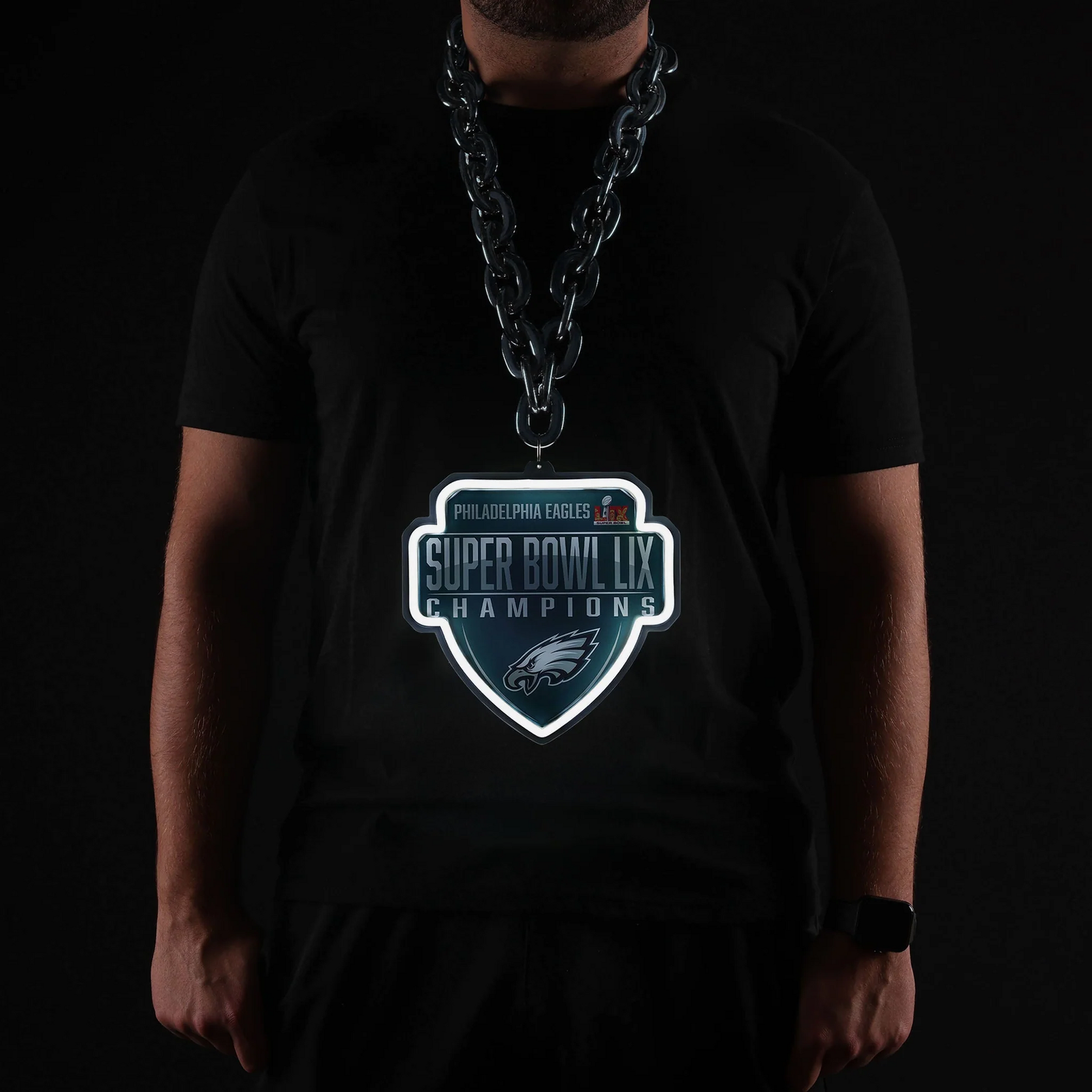 American football UV printed Philadelphia Eagles Super Bowl LIX Champions Neon Light Up Big Logo Chain LEO NEON SIGN