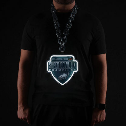 American football UV printed Philadelphia Eagles Super Bowl LIX Champions Neon Light Up Big Logo Chain LEO NEON SIGN