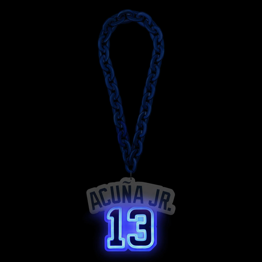 American baseball UV printed Ronald Acuna Jr Atlanta Braves Neon Light Up Big Logo Player Chain