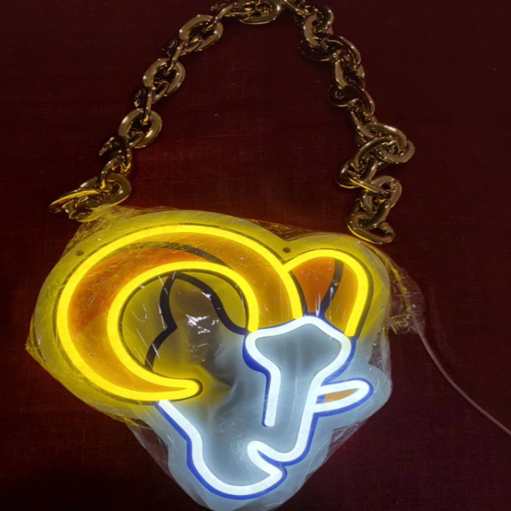 American football Los Angeles Rams led neon sign chain football team big logo chains for your spirit LEO NEON SIGN