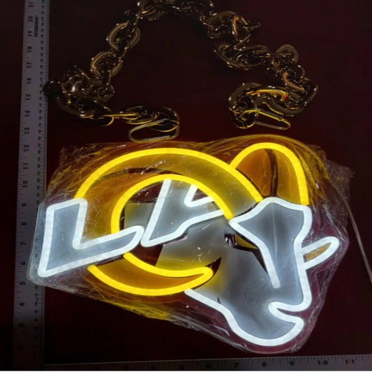 American football Los Angeles Rams led neon sign chain football team big logo chains for your spirit LEO NEON SIGN