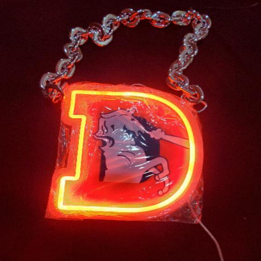 American football Denver Broncos Neon Light Up Big Logo Chain for your team spirit LEO NEON SIGN