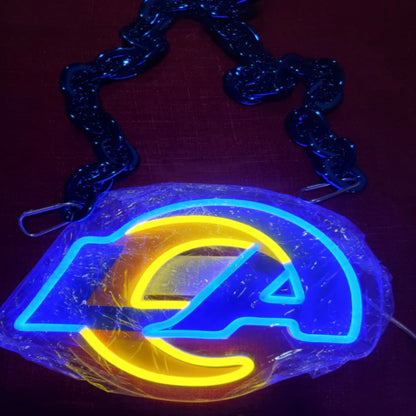American football Los Angeles Rams led neon sign chain football team big logo chains for your spirit LEO NEON SIGN