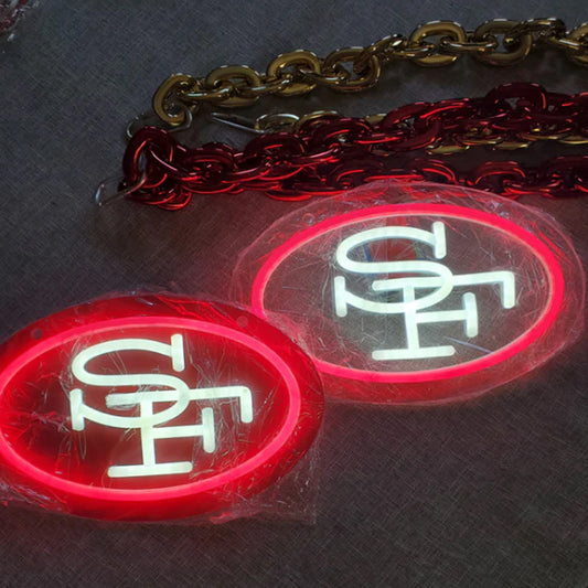 American football New type fans chains led big logo necklace lighting up sign for your team
