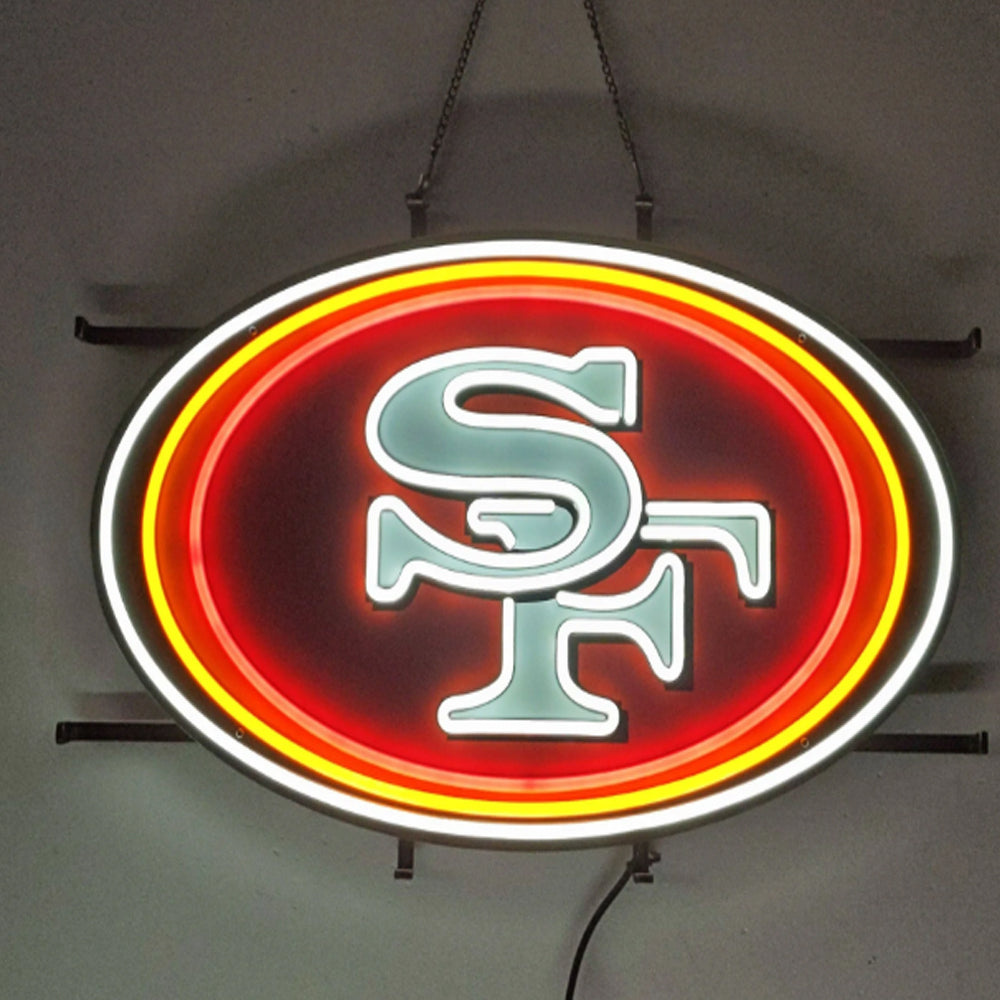 New types UV printed San Francisco 49ers big logo chain sign for your team work LEO NEON SIGN